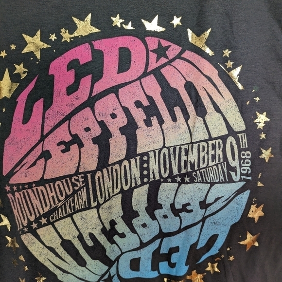 LETLUV Led Zeppelin Metallic Foil Star Graphic Band Tee NEW Size XXS - Picture 5 of 7